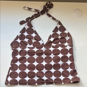 Boden Brown and White Polka Dot Halter Swim Top Women’s 12